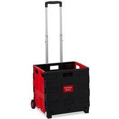 Chariots de courses Relaxdays Chariot de courses pliable, poignée, roulettes en caoutchouc, 35 kg, poussette de marché aluminium, rouge 4052025922801
