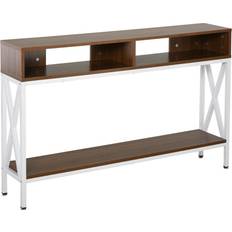 White entryway table Homcom Industrial Style Entryway Console Table