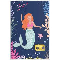 Wall Decor Stupell Industries Happy Mermaid Dancing Boombox Graphic Art Unframed Art Print Wall Decor