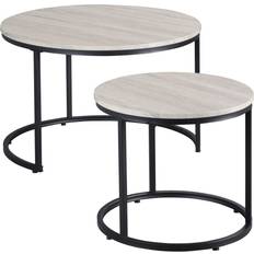 Round side tables living room Homcom Round of 2 Stacking Nesting Table