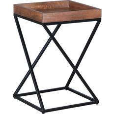 Small Tables The Urban Port 22 Inch Industrial Side with Mango Tray Top X Shape Iron Frame Brown Small Table