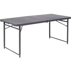 Flash Furniture 23.5"W x 48.25"L Height Adjustable Bi-Fold Dark Gray Plastic Folding Table Mesa de comedor