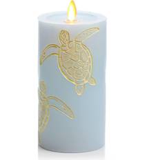 Luminara Flameless with Debossed Sea Turtle 3x6.5 Moving Flame Scented Candle