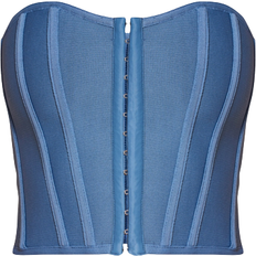 Blue Corsets PrettyLittleThing Bandage Hook & Eye Structured Corset - Blue Steel