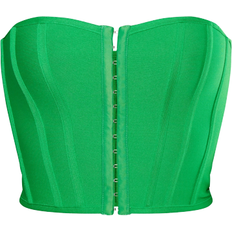 Green - Women Shapewear & Under Garments PrettyLittleThing Bandage Hook & Eye Structured Corset - Green