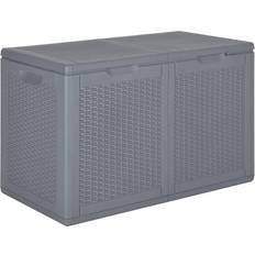 Boîtes de rangement pour decks vidaXL Boíte De Rangement De Jardin Gris PP Rotin 180 L