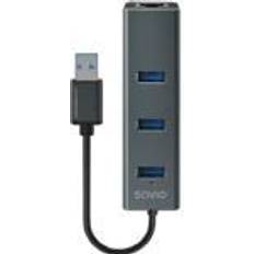 Concentradores USB Savio AK-57 USB-A 3 x USB-A Hub with RJ-45 Gigabit Ethernet Adapter 5000 Mbit/s