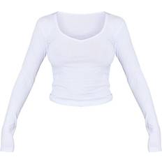 PrettyLittleThing Basic Blend Longline Long Sleeve Top - White