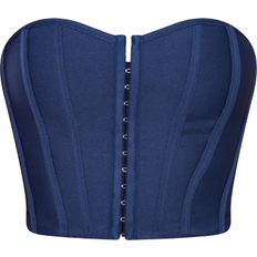 Bleu - Femme Corsets PrettyLittleThing Bandage Hook & Eye Structured Corset - Navy