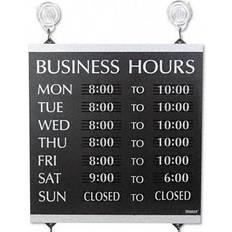 HeadLine Business Hours Sign Heavy-Duty Plastic 13 x 14 - Black