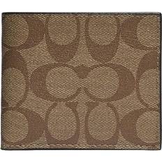 Coach Id Billfold Wallet In Signature Canvas - Gunmetal/Tan