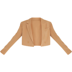 PrettyLittleThing Kavajer PrettyLittleThing Woven Cropped Shoulder Padded Blazer - Camel