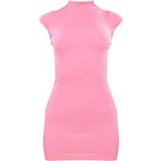 PrettyLittleThing Structured Contour Rib Cap Sleeve Bodycon Dress - Pink