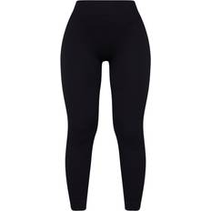 PrettyLittleThing Structured Contour Rib Cuffed Detail Leggings - Black