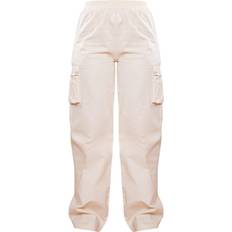 PrettyLittleThing Wide Leg High Waisted Cargo Trousers - Cream