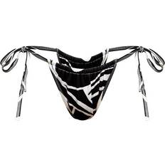 PrettyLittleThing Animal Print Tie Side Bikini Bottoms - Monochrome