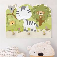 Garderoben Kindergarderobe Holz Baby Zebra in Savanne