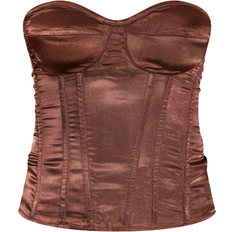 PrettyLittleThing Brun Undertøj PrettyLittleThing Satin Corset - Chocolate