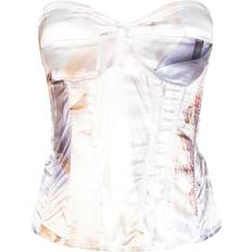 Polyamide - Women Corsets PrettyLittleThing Abstract Renaissance Print Satin Corset - Nude