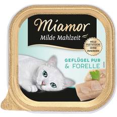 Miamor Økonomipakke: 24 100 Mildt Måltid Fjerkræ pure & ørred