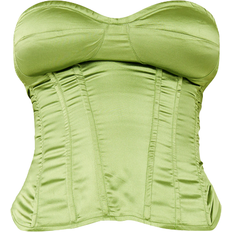 Green - Women Shapewear & Under Garments PrettyLittleThing Satin Corset - Olive