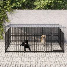 vidaXL Udendørs Hundegård Med Tag 3 75 m² Stål
