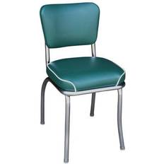 Green leather dining chairs Green Retro Chrome Kitchen Chair