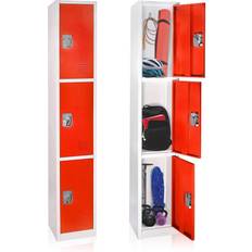 Red Storage Cabinets AdirOffice 72 Triple-Compartment Steel Tier Key Lock Storage Cabinet