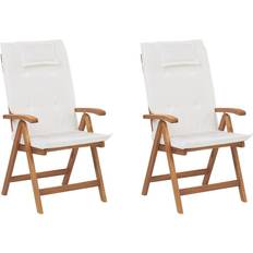 White Patio Chairs Beliani Set of 2 Acacia Garden Garden Dining Chair