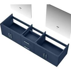 Navy blue bathroom vanity 30 inch Lexora Geneva 80 D Glossy White Double Bath