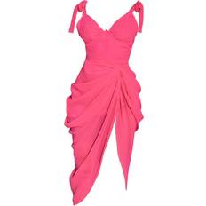 PrettyLittleThing Underwire Detail Draped Midi Dress - Hot Pink