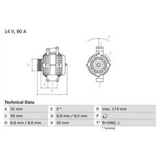 Bosch Generatorer Bosch 0 986 042 530 Generator 14V 90A Mercedes-Benz Sprinter 2-T Bus