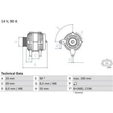 Bosch Générateurs Bosch 0 986 046 440 14V 90A Renault Clio III Grandtour Clio 3 Twingo 2