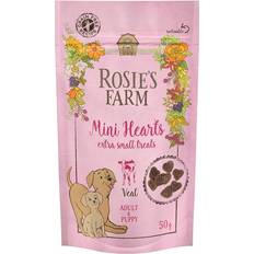 3x50g Puppy & Adult "Mini Hearts" Kalb Rosie's Farm hvalpesnack