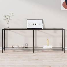 Noir Tables Console vidaXL Transparent 200 x 35 x 75.5 cm Table Console