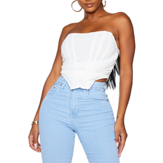 M Corsets PrettyLittleThing Shape Ruched Corset Crop Top - White