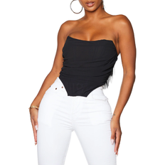 Corsets PrettyLittleThing Shape Ruched Corset Crop Top - Black