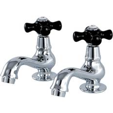Taps Kingston Brass KS1101PKX Basin Tap Faucet with Cross Handle Polished Chrome Polished Chrome