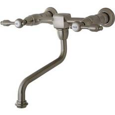 Taps Kingston Brass KS1218TAL Tudor Wall Mount Bathroom Faucet Brushed Nic Grey, Nickel