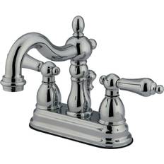 Nickel Basin Taps Kingston Brass KS1601AL 4 in Centerset Bathroom Faucet Polished Chrome Grey, Nickel