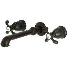 Taps Kingston Brass KS7125TX French Country Two-Handle Wall Mount Bathroom Faucet Bronze, Brown