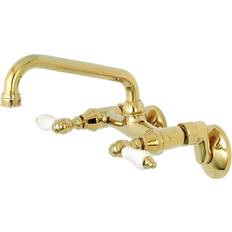Kingston Brass Adjustable Double Handle Kitchen Faucet, Ceramic Brass