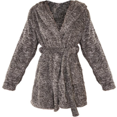 Grey - Women Nightgowns PrettyLittleThing Fluffy Dressing Gown - Charcoal