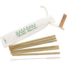 Articles de Fête Cookut Set 6 Pailles Bambou Bam-Bam Brosse Nettoyage
