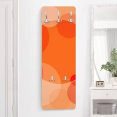 Orange Coat Hooks Wandgarderobe Holzpaneel Kleiderhaken