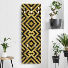 Moderno Mix di Piastrelle Geometriche Art Déco Oro Marmo Nero Appendiabiti