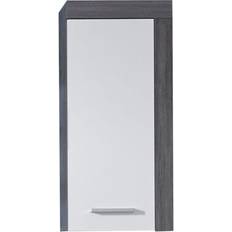 Argent Meubles Muraux Armoire De Toilette 1 Porte Mélaminé Blanc Et Gris Meuble Mural