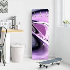 Purple Coat Hooks Wandgarderobe Holzpaneel Abstrakt Drifting Kleiderhaken