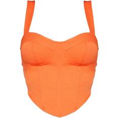 PrettyLittleThing Shape Woven Corset Crop Top - Orange