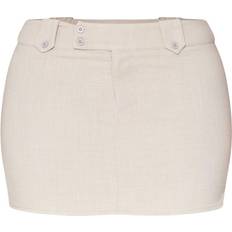 Beige - Short Skirts PrettyLittleThing Shape Woven Micro Mini Skirt - Stone